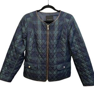 TALBOTS Tartan Plaid Quilted Zip Up Jacket Lightweight Insulated Preppy Size 12